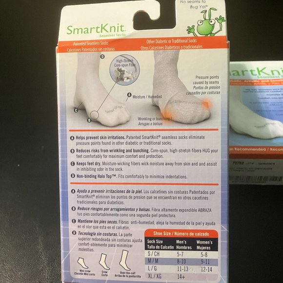 Smart Knit Men's Black Mini Crew Diabetic Socks M (8-10) NIB - Picture 2 of 8